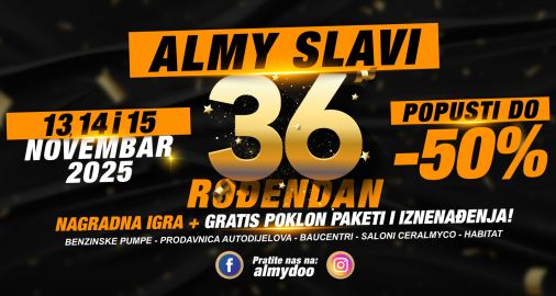 KOMPANIJA ALMY SLAVI 36. ROĐENDAN! 🎉
