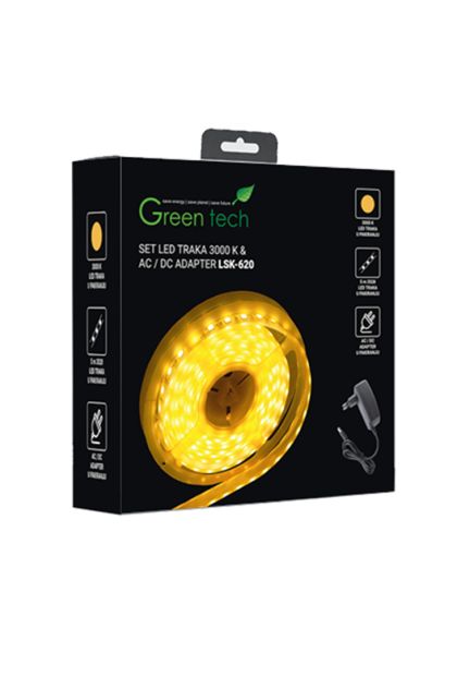 LED traka 5m + adapter 4,8W/m, 60 LED, 3000K  IP65, LSK-620 Green Tech