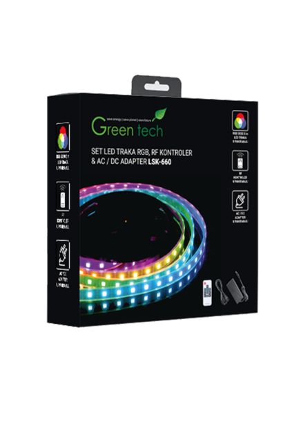 LED traka 5m + adapter + kontroler RGB: LSK-660 Green Tech