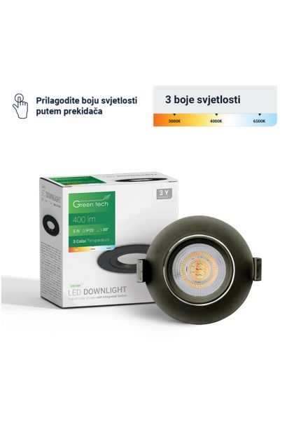 LED downlight crni 5W, DWX-5BK Green Tech