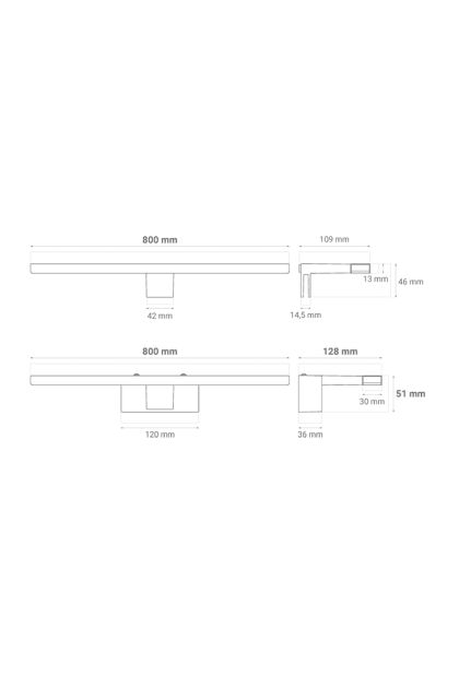 LED lampa zidna kupaonska crna 15W, 4000K, BTM-800 Green Tech