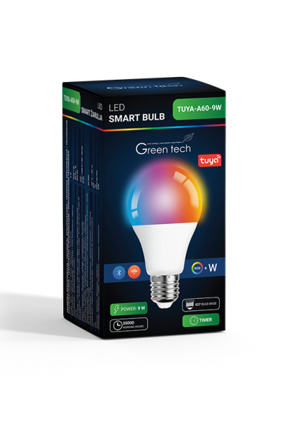 Smart sijalica 9W, RGB+W, TUYA-A60-9W Green Tech