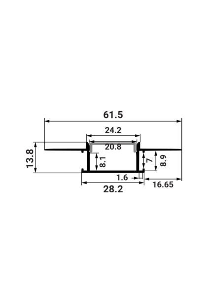 Aluminijski profil ugradni 61,5x13,8x1000mm AP-6214 Green Tech