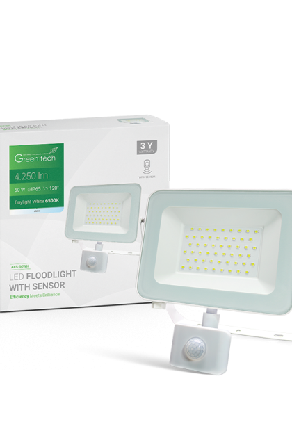 LED reflektor sa senzorom bijeli 50W, AFS-50WH Green Tech