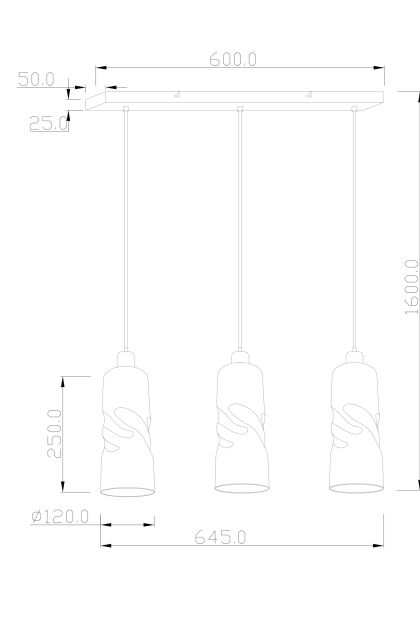 Mass Light visilica Twist ML-61806-3 - siva