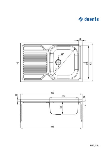 Sudoper nasadni 800x500 ZM5 011L