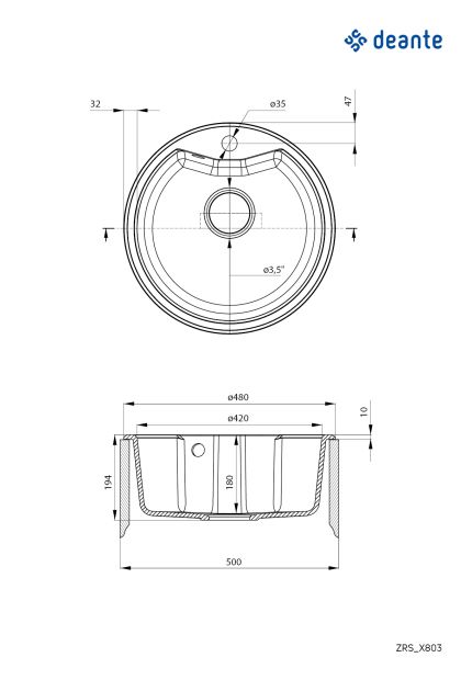 Sudoper granitni ZRS-2803