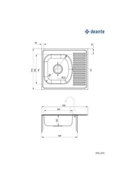 Sudoper 580X510 Inox ZMU 0113