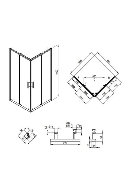 Kabina kvadratna 80x80 Jasmin KTJ 042P