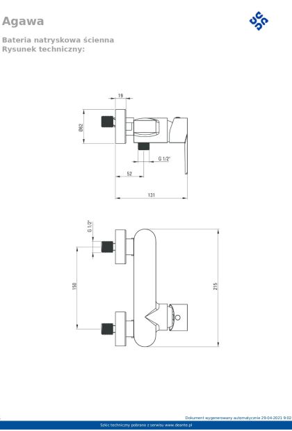 Baterija za tuš Agawa BQG 040M