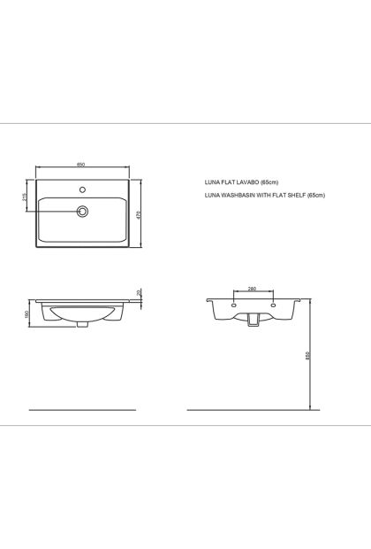 Umivaonik Luna Flat 65 cm