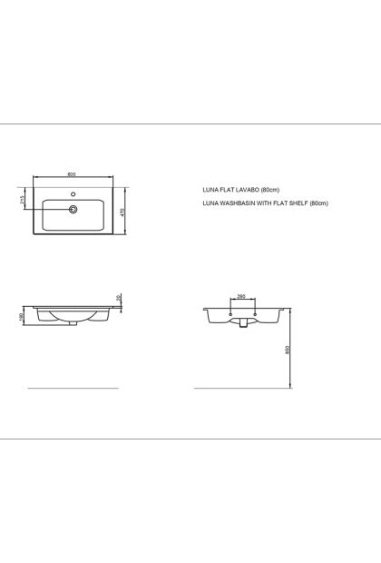 Umivaonik Luna Flat 80 cm