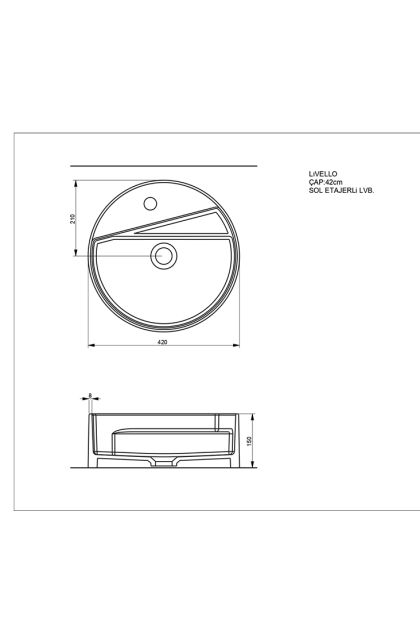 Umivaonik Livello sa otvorom za slavinu 42 cm - bijela matt