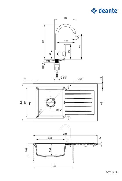Sudoper + baterija Zorba ZQZV7113