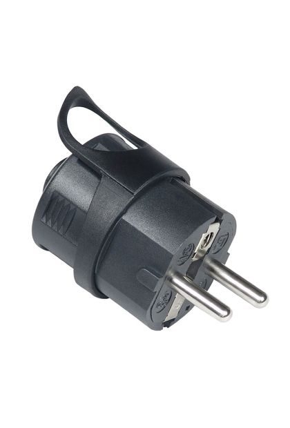 Utikač šuko ravni 16A 250V crni 290-102 Commel