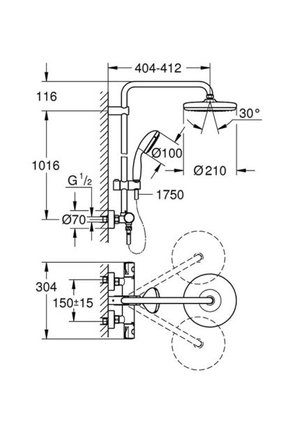 Tuš sistem FI 210 s termostatskom baterijom Grohe