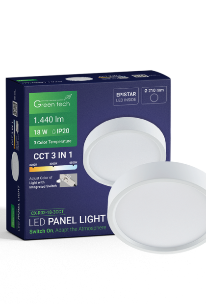 LED panel 18W 3CCT nadgradni, okrugli  CX-R02-18-3CCT Green Tech