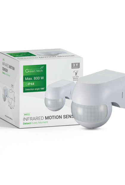 Infracrveni nadgradni senzor pokreta IMS12, IP44, 180°  Green Tech