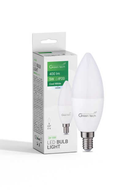 LED sijalica 5W, 6000K, E14, C37, IP20, Sanan chip LB-1203 Green Tech