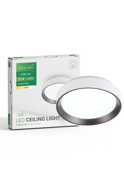 LED plafonjera 12W, 4000K, IP20, bijela + antracit, promjer 25,8 cm Luvia Green Tech
