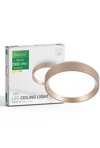 LED plafonjera 12W, 4000K, IP20, zlatna, promjer 25,8 Nimela  Green Tech