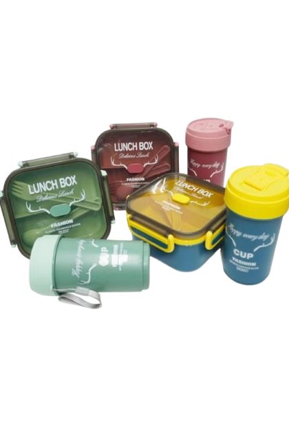 Kutija za užinu+boca - razne boje  AM 902