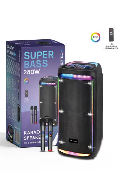 Zvučnik BSK-540 2x10" karaoke s 2 wireless mikrofon Gigatech