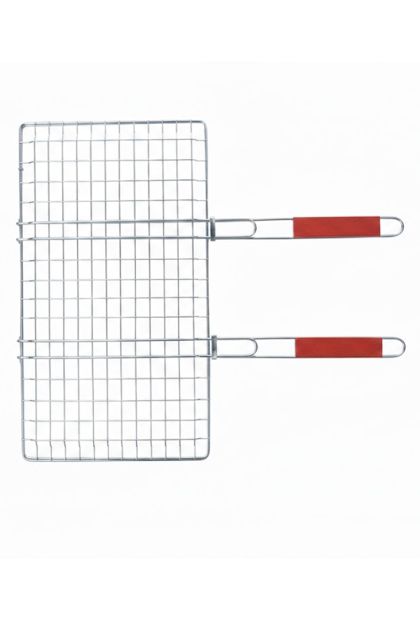 Dupla rešetka za roštilj sa drvenom ručkom 60x35 cm