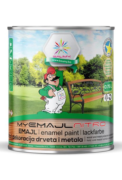 MYEMAJL BIJELI KRAFT NITRO premaz za zaštitu i dekoraciju metala i drveta 20 L BAUMY