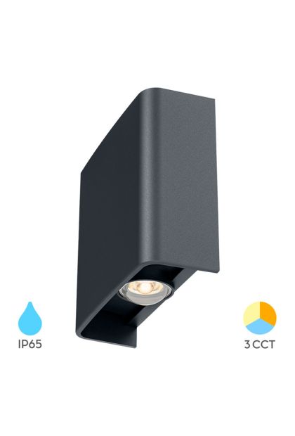 Svjetiljka baštenska zidna BRY-VECTOR-SIVA-2X1W-3U1W-IP65 BG38-03182