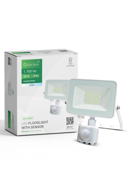 Reflektor LED sa senzorom 1700LM,20W,BIJELI GREEN TECH