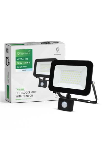 LED reflektor sa senzorom Green Tech 4250 lm, 50W, 6500K, IP65, crni