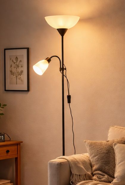 Lampa podna E-LIGHT HESTER EL-028-2F CRNA