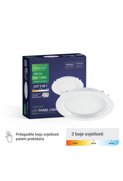 LED panel 6W3CCT UGRADNI,OKRUGLI CX-R01-6-3CCT Green Tech