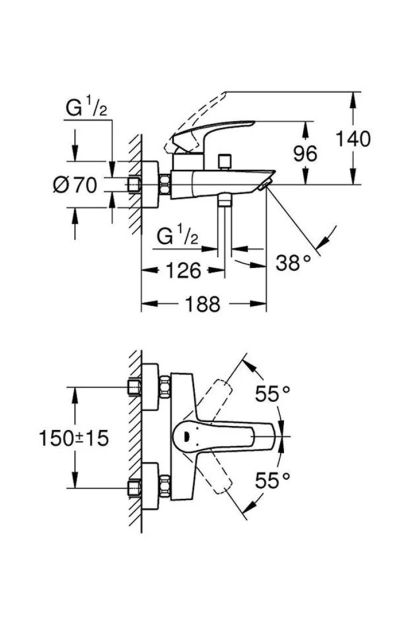 Baterija za kadu EUROSMART Grohe