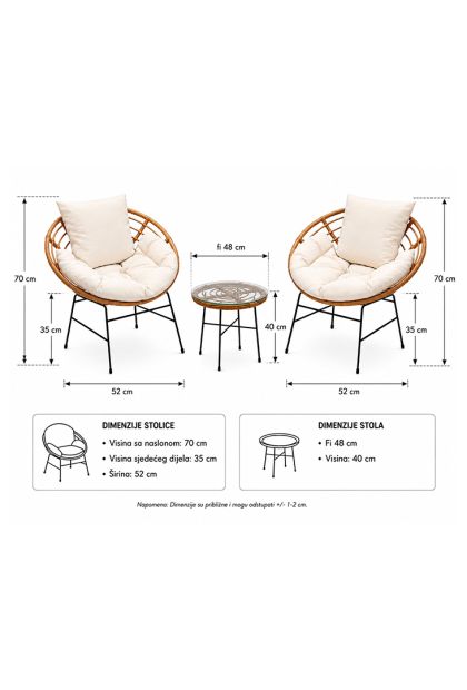 Set vrtni Rattan 3/1 DJ2301TC