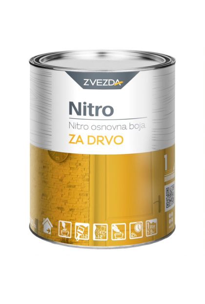 Nitro osnovna boja za drvo bijela 0,75l ZVEZDA