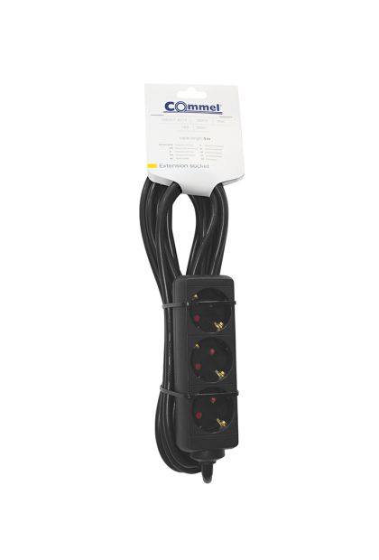 Produžni kabal crni trostruki 5m 232-323 Commel