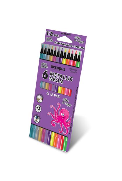 Drvene boje 12/1 6neon+6metallic Octopus