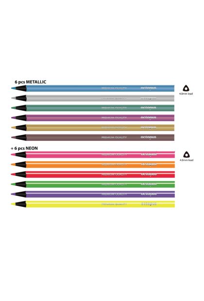 Drvene boje 12/1 6neon+6metallic Octopus
