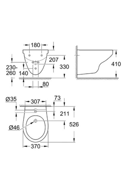 Viseći Bide Bauceramic Grohe 39433000