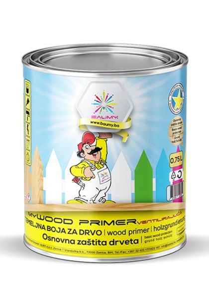 MYWOOD PRIMER, temeljna boja za drvo bijela 0,75 L BAUMY