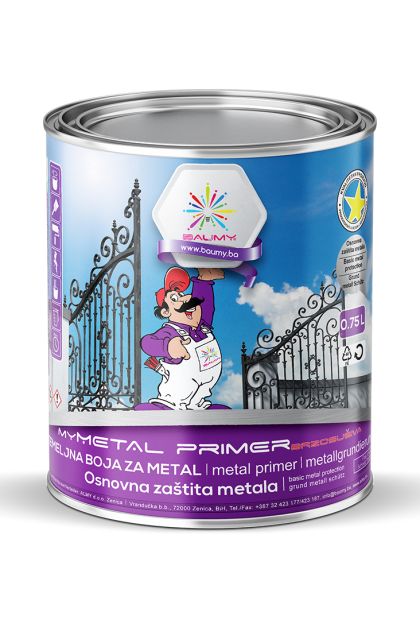 MYMETAL PRIMER BRZOSUŠIVI SIVI, temeljna boja za metal 0,20 L BAUMY