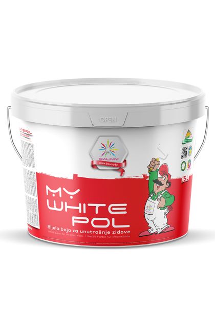 MYWHITEPOL, bijela boja za unutrašnje zidove 15 L BAUMY