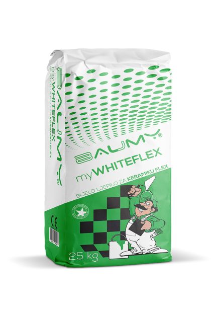 MYWHITE FLEX, bijelo ljepilo za keramiku FLEX 25 kg BAUMY