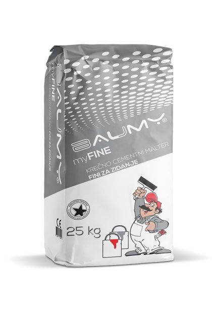 MYFINE, krečno cementni malter FINI za zidanje 25 kg BAUMY