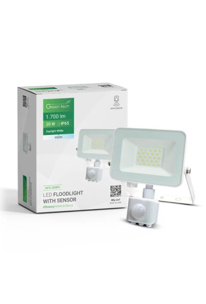 Reflektor LED Sa Senzorom 1700LM 20W 6500K IP65 Crni Green Tech AFS-20BK