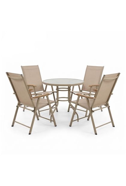 Vrtni set okrugli stol i 4 sklopive stolice ZT-3023