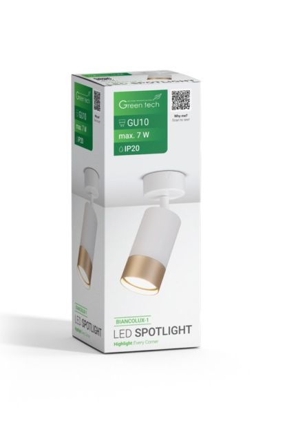 Svjetiljka LED Spot Green Tech GU10x1 Bijelo-Zlatna Boja