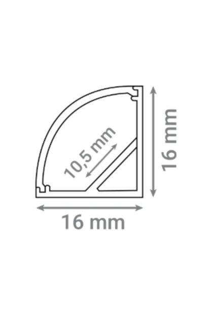 Green Tech LED Profil Aluminijski 16x16x2m Ugaoni Nadgradni